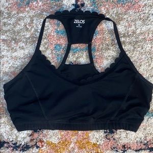 Zelos black scalloped sports bra